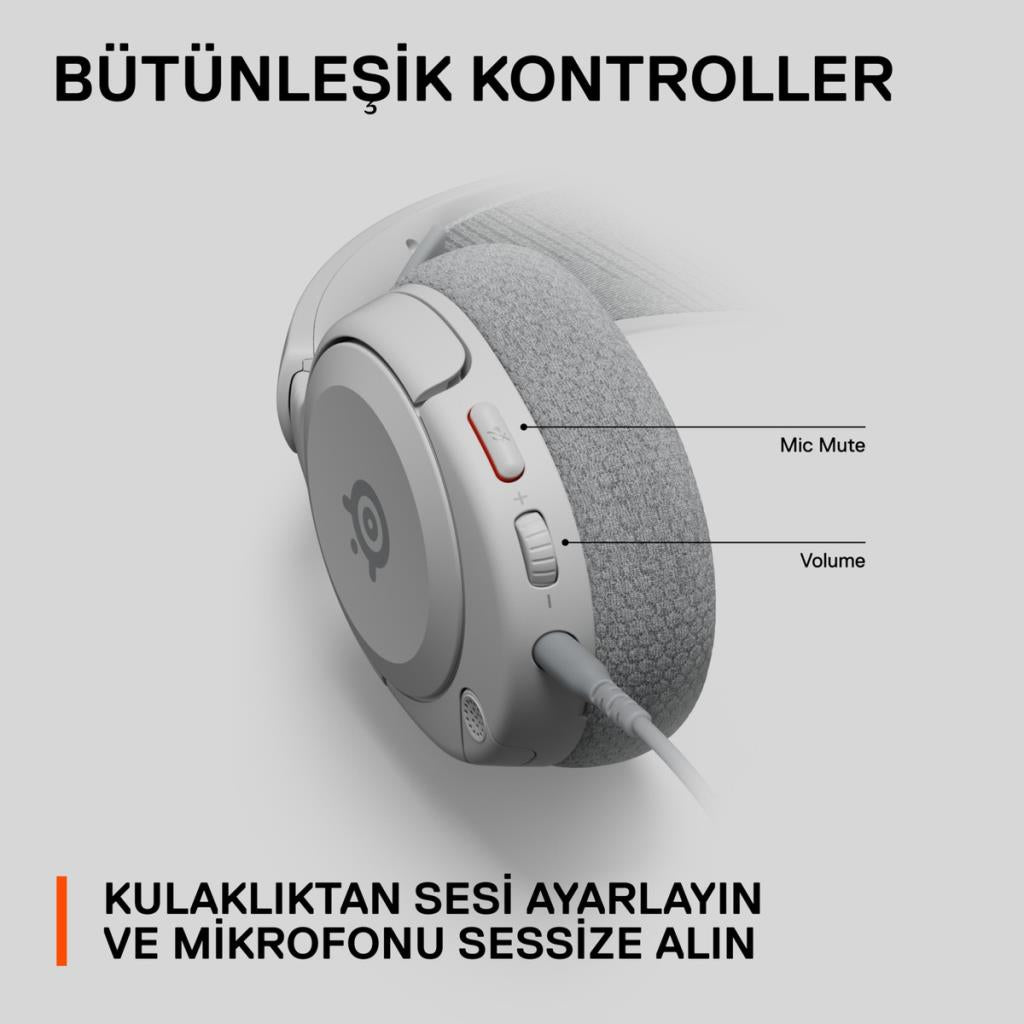 SteelSeries Arctis Nova 1P Beyaz Kablolu Kulak Üstü Oyuncu Kulaklığı - TESHİR