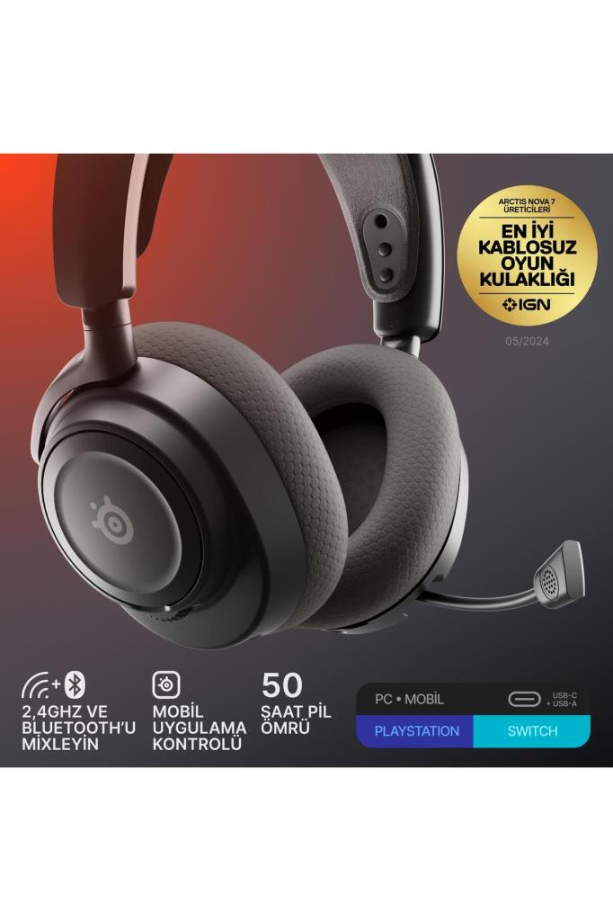 SteelSeries Arctis Nova 7 Gen 2 Siyah Kablosuz Kulak Üstü Oyuncu Kulaklığı Teşhir