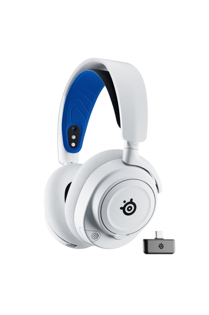 سماعة الألعاب SteelSeries Arctis Nova 7P White اللاسلكية فوق الأذن مع شاشة عرض