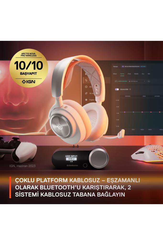 SteelSeries Arctis Nova Pro Beyaz Kablolu/Kablosuz Kulak Üstü Oyuncu Kulaklığı Outlet