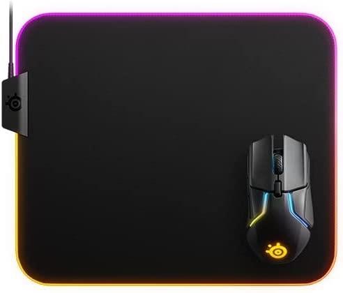 لوحة ماوس SteelSeries Qck متوسطة المنشور - إضاءة RGB ثنائية المنطقة - لوحة ماوس للألعاب 