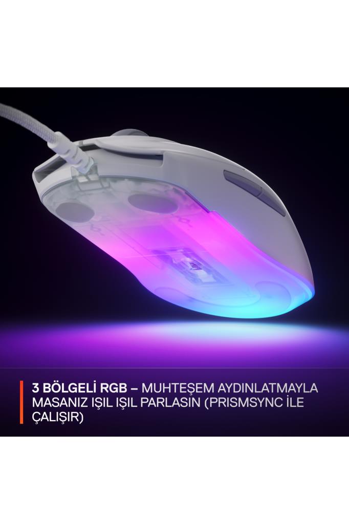SteelSeries Rival 3 Gen 2 Beyaz RGB Optik Kablolu Oyuncu Mouse Teşhir