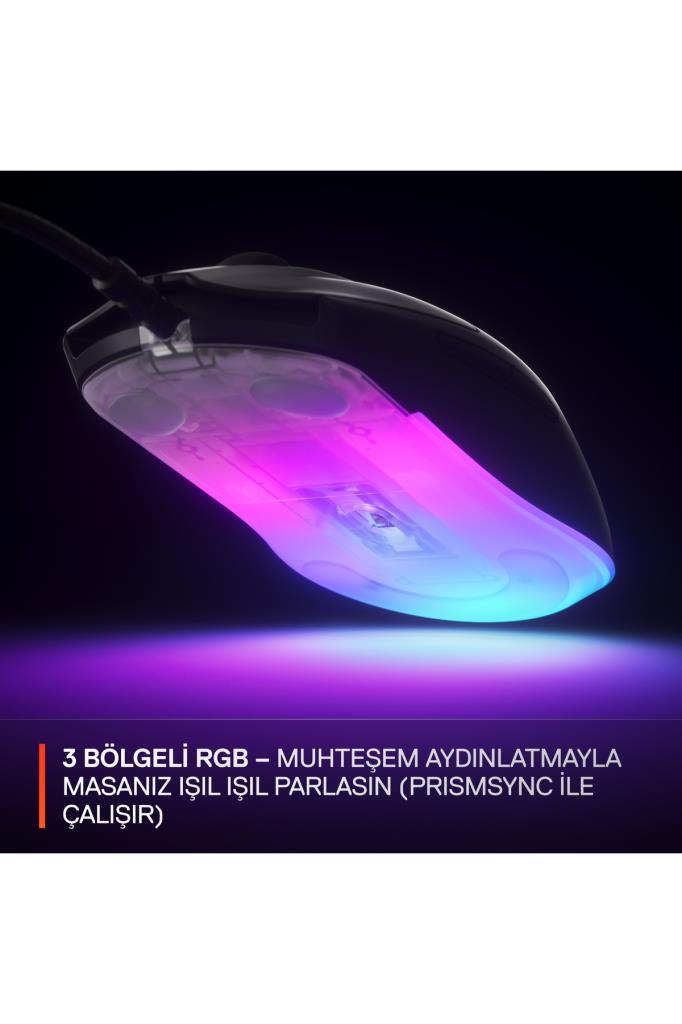 SteelSeries Rival 3 Gen 2 Siyah RGB Optik Kablolu Oyuncu Mouse Teşhir