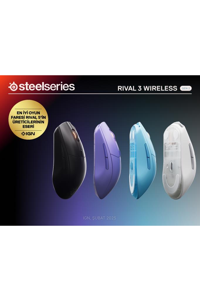 SteelSeries Rival 3 Gen 2 Mavi RGB Optik Kablosuz Oyuncu Mouse Teşhir