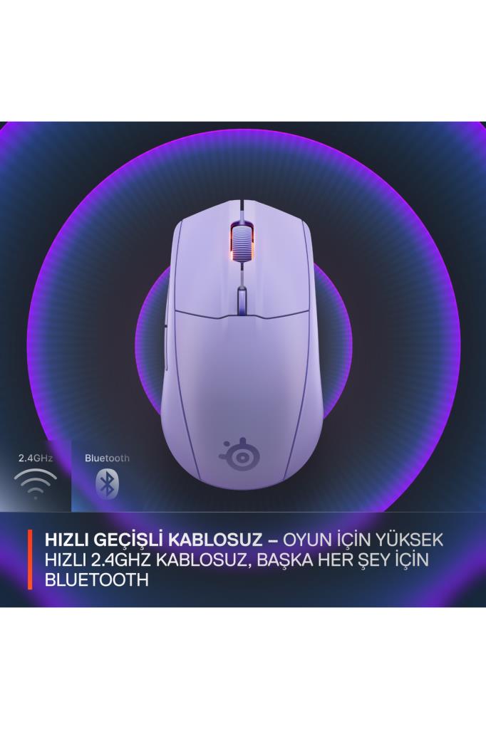 SteelSeries Rival 3 Gen 2 Lila RGB Optik Kablosuz Oyuncu Mouse Teşhir