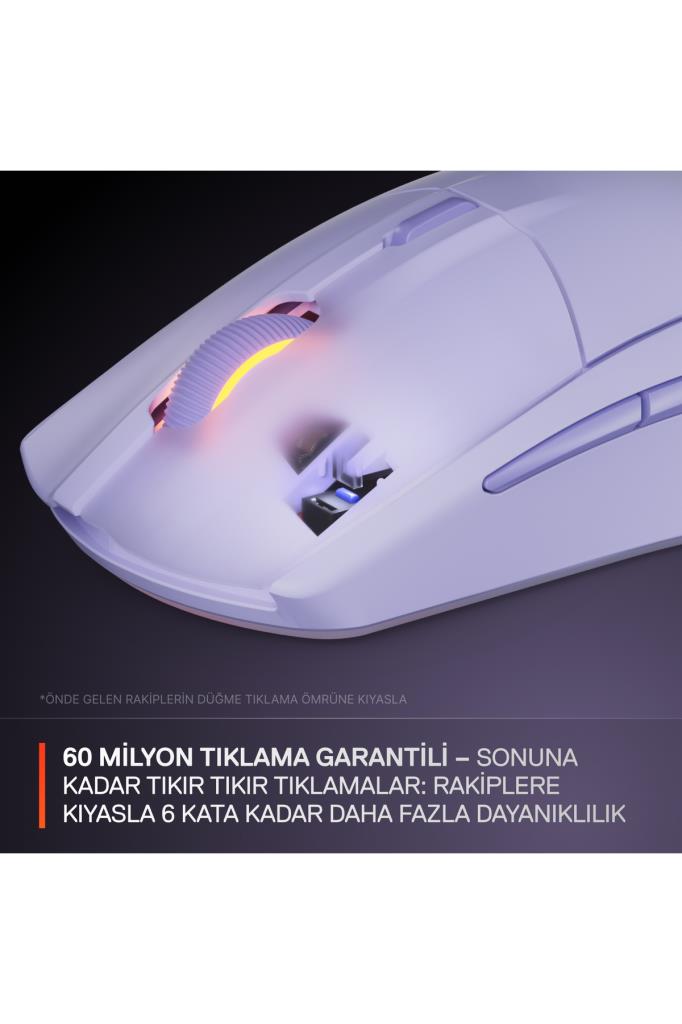 SteelSeries Rival 3 Gen 2 Lila RGB Optik Kablosuz Oyuncu Mouse Teşhir