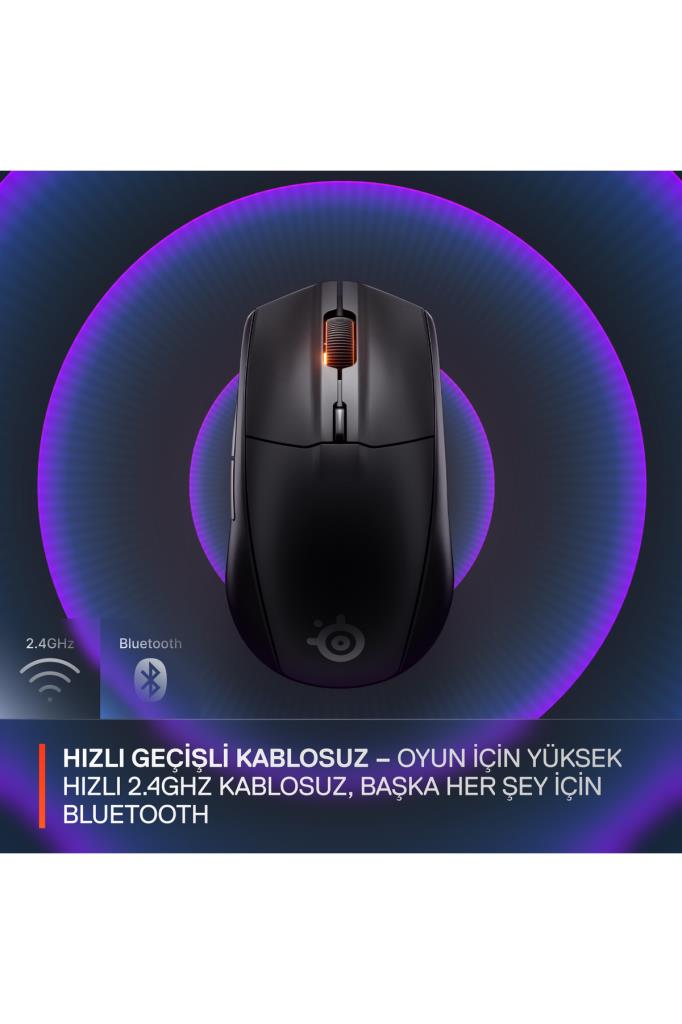 SteelSeries Rival 3 Gen 2 Siyah RGB Optik Kablosuz Oyuncu Mouse Teşhir