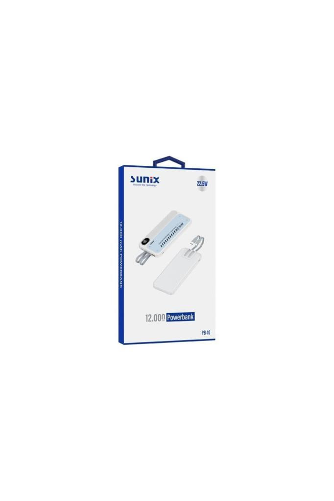 Sunix PB-10 Beyaz 12000 mAh Hızlı Şarj Powerbank - TEŞHİR