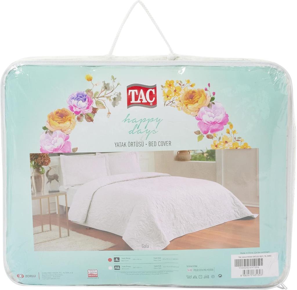 Taç Gala Kendinden DESENLI%100 Polyester Yatak Örtüsü Seti, Ekru, Tek Kişilik - 001-Renkli - 100 x 100 cm