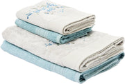 TAÇ Mimosa Çiçekli%60 Pamuk%40 Viskoz Hamam Seti, Taş-Nil Mavisi, 2 Adet 70x150 cm, 2 Adet 50x90 cm Outlet