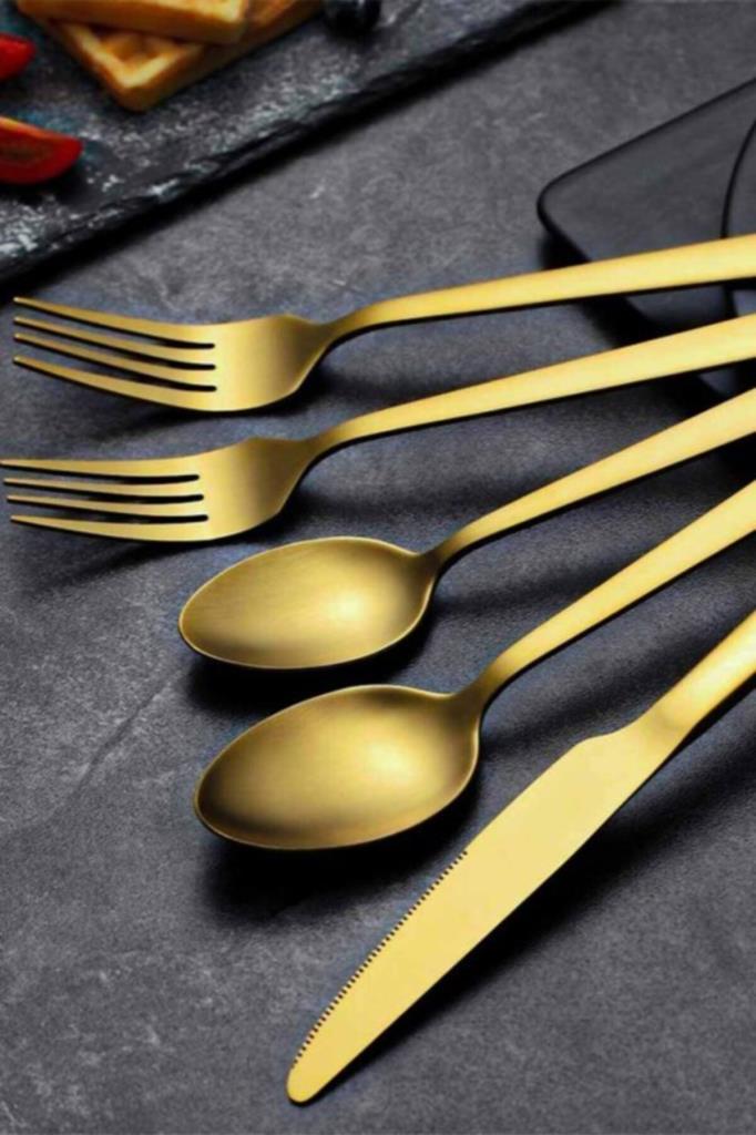 Taç Odion İrena Gold 36 Parça 6 Kişilik Çatal Kaşık Bıçak Takımı Teşhir
