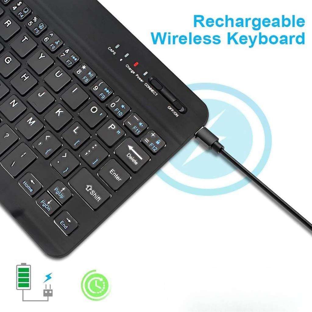 Şık Tasarımlı Bluetooth Kablosuz Klavye ve Mouse Seti (Beyaz) - TEŞHİR