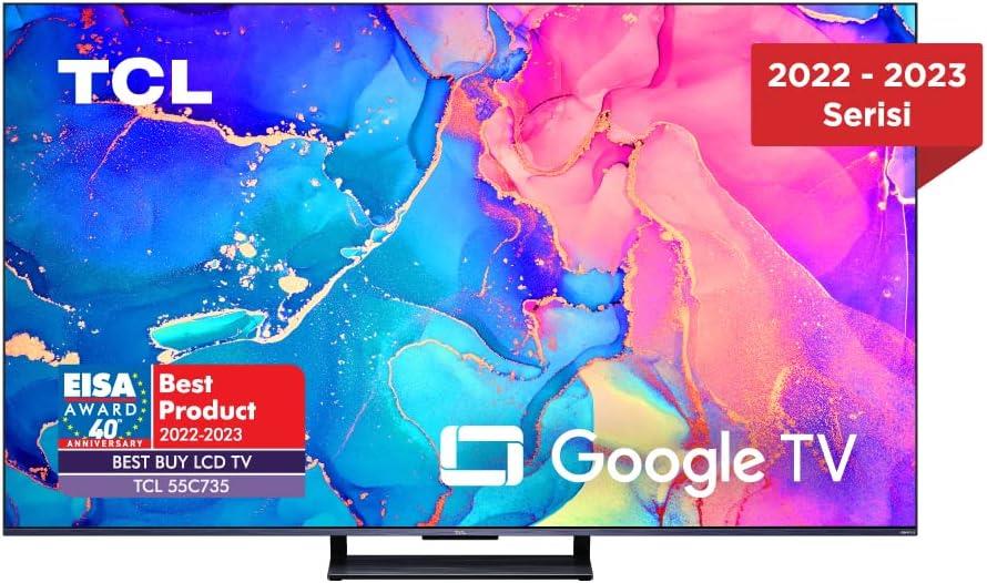 TCL 55C735 4K Ultra HD 55" 140 Ekran Uydu Alıcılı Google Smart QLED TV Teşhir