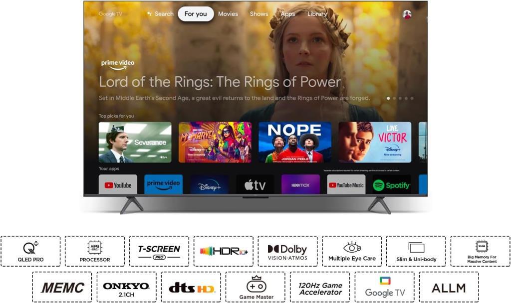 TCL 65T7B 4K Ultra HD 65" 165 Ekran Uydu Alıcılı Google Smart QLED TV Teşhir