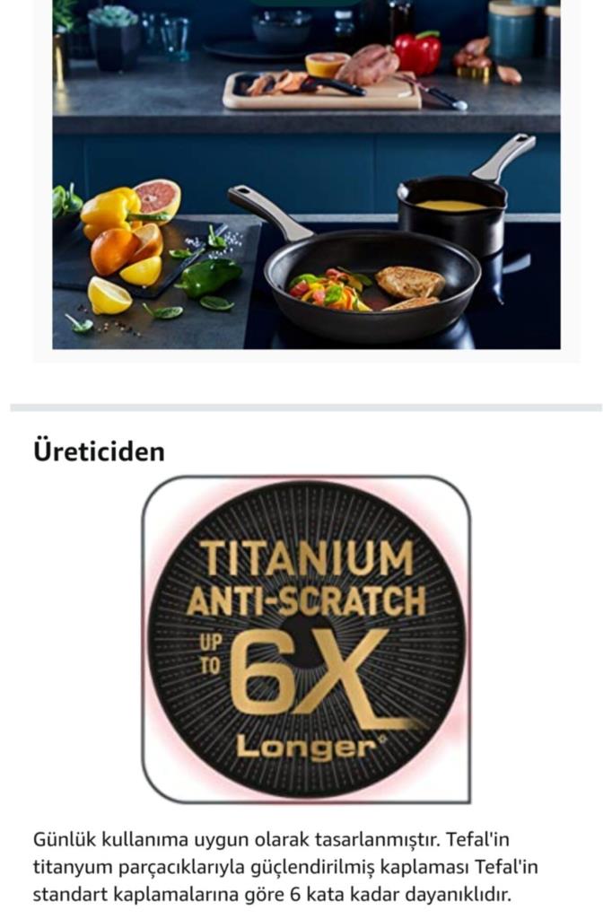 Tefal Titanyum 1X SimpleCook Difüzyon Tabanlı 20-24-28 cm 3'lü Tava Seti Outlet
