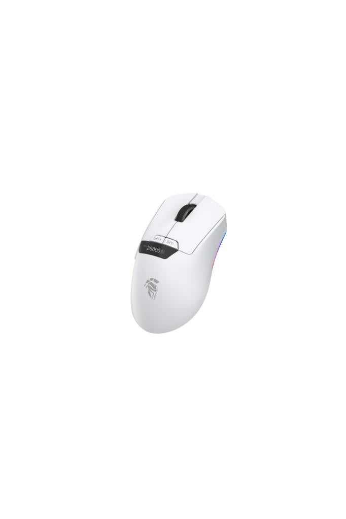Throne Raito RefleX 26000 Dpi Pixart PAW 3395 OLED Ekran & Makro Yazılım PTFE Kaplama 59gr RGB Kablosuz Gaming Mouse (2.4Ghz + BT + Type-C) - Beyaz Teşhir