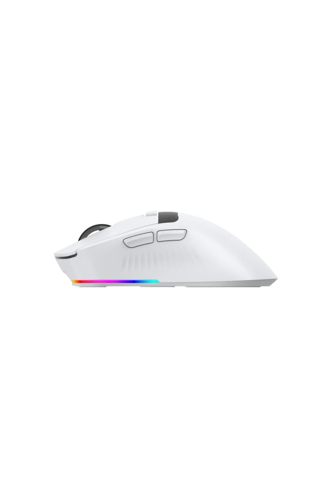 Throne Raito RefleX 26000 Dpi Pixart PAW 3395 OLED Ekran & Makro Yazılım PTFE Kaplama 59gr RGB Kablosuz Gaming Mouse (2.4Ghz + BT + Type-C) - Beyaz Teşhir