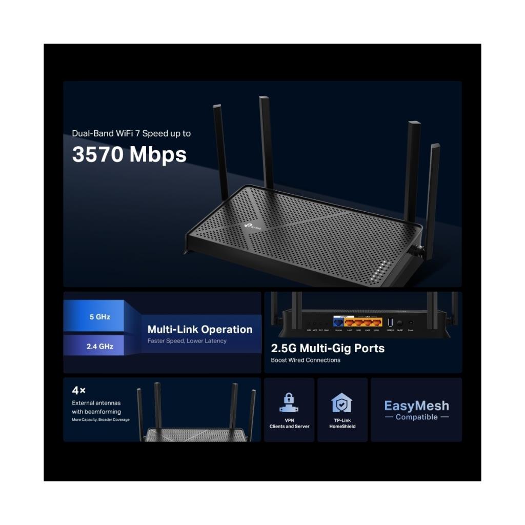 TP-Link Archer BE230 5 Port 3600 Mbps Router