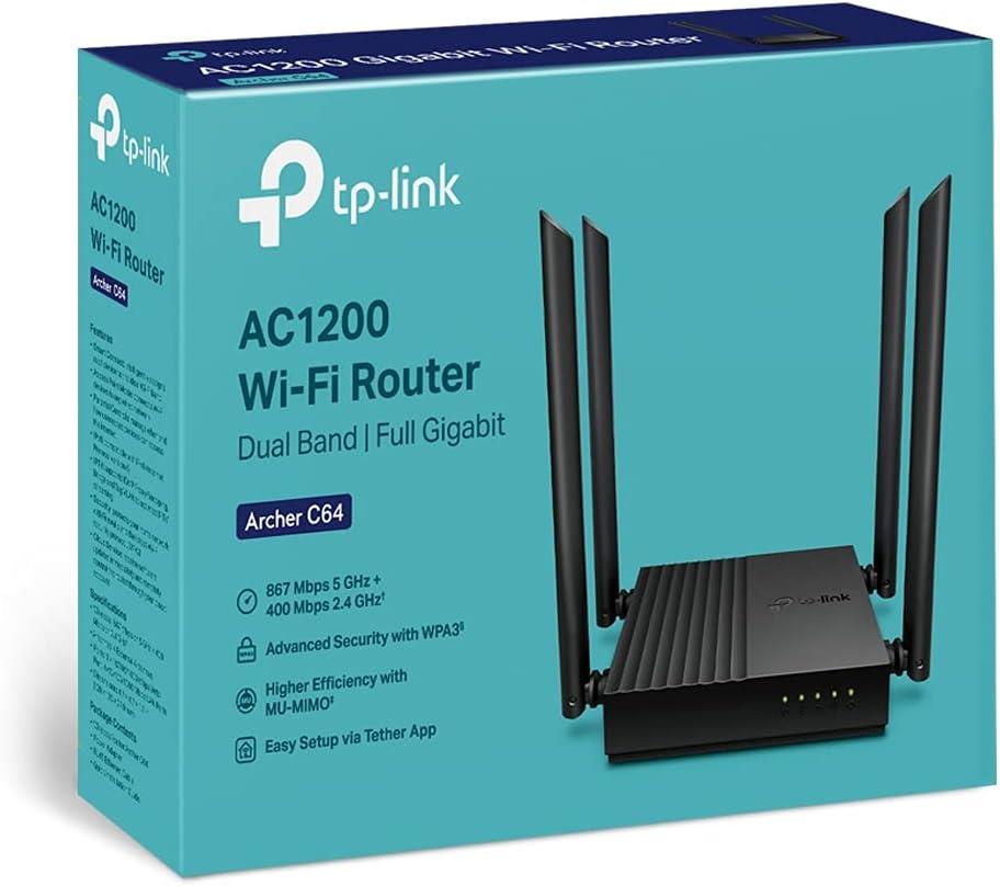 TP-Link Archer C64 4 Port 1200 Mbps Router - Outlet