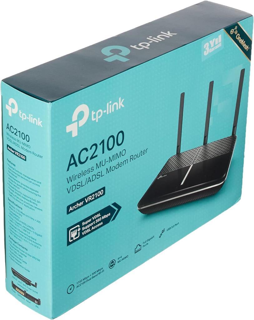 TP-Link Archer VR2100 4 Port 1200 Mbps VDSL2 Modem Outlet