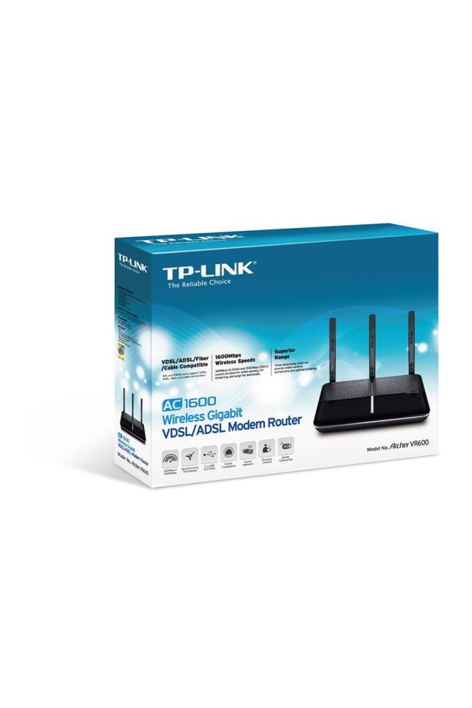 TP-Link Archer VR600 4 Port 1600 Mbps 5GHz VDSL2 Modem Outlet