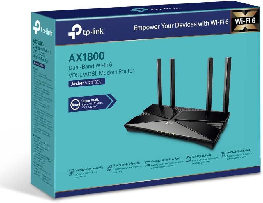 TP-Link Archer VX1800V 4 Port 1800 Mbps VDSL2 Modem