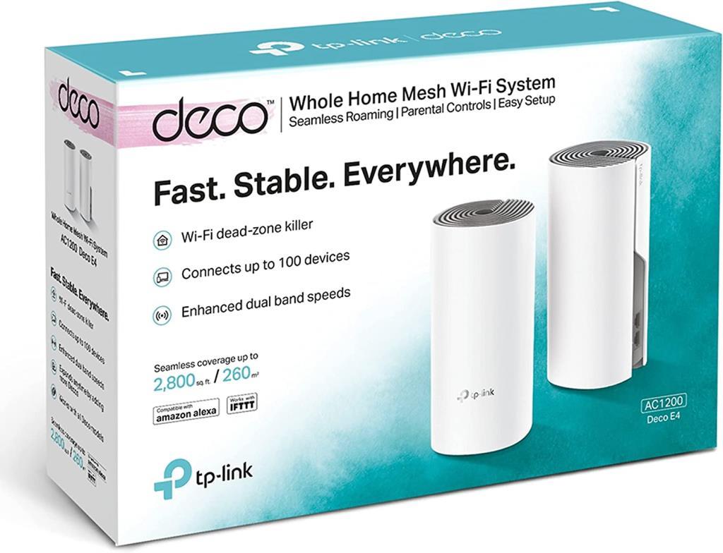 TP-Link Deco E4 (2-Pack), AC1200 Mbps Tüm Ev Mesh Wi-Fi Sistemi