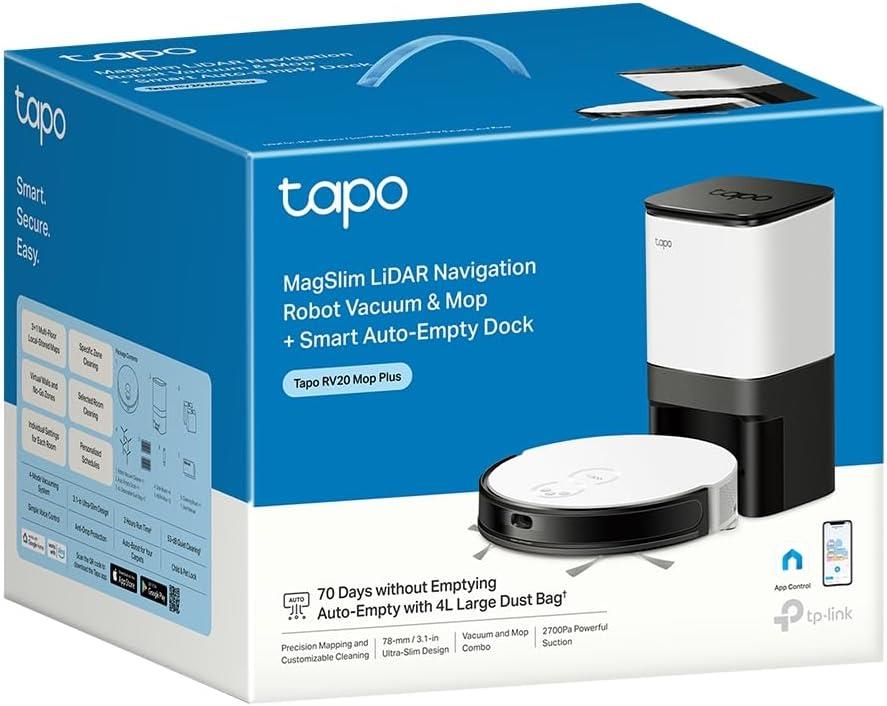 مكنسة كهربائية روبوتية ذكية من TP-Link Tapo RV20 Mop مزودة بمنفذ