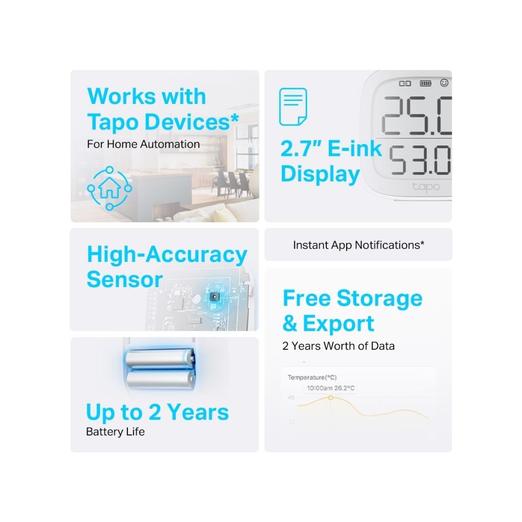 TP-Link Tapo T315 Akıllı Sıcaklık ve Nem Ölçer Termometre