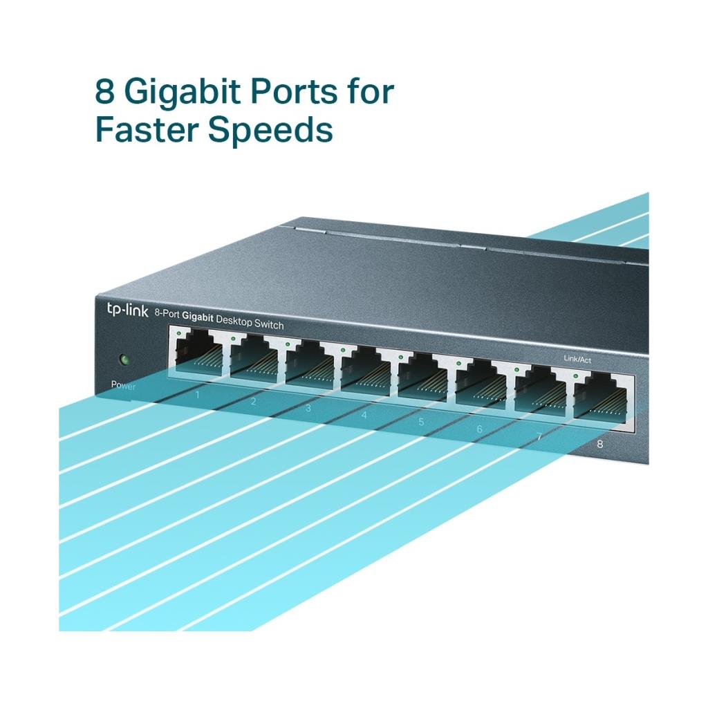TP-Link TL-SG108 8 Port 10/100/1000 Mbps Gigabit Switch Teşhir