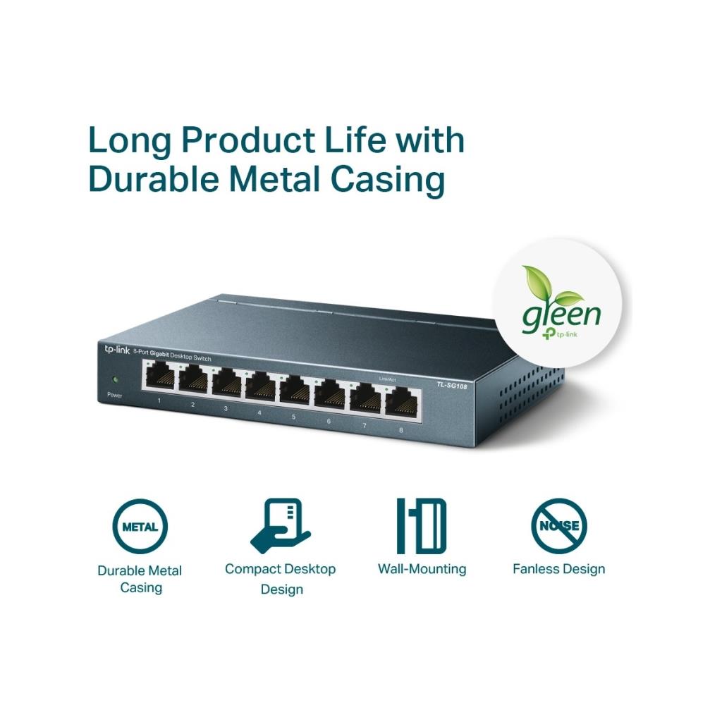 TP-Link TL-SG108 8 Port 10/100/1000 Mbps Gigabit Switch Teşhir