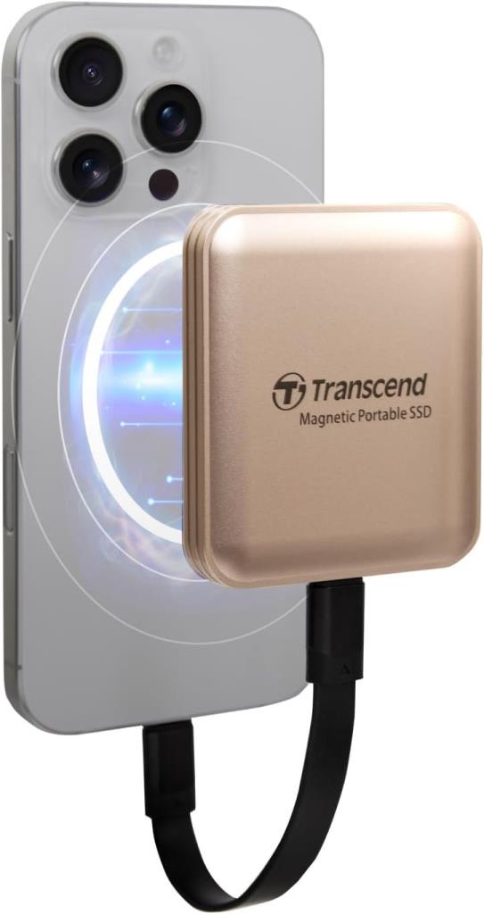 Transcend ESD420G 1TB USB 3.2 Gen 2x2 Taşınabilir SSD, 2000MB/s Hız, MagSafe Uyumlu, Askeri Sınıf Darbe Koruması, Type-C - Altı