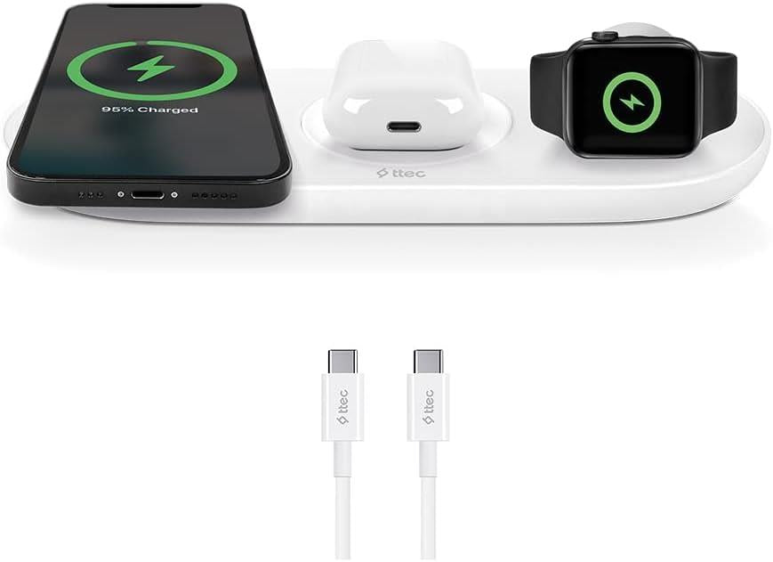ttec AirCharger Trio 3’ü 1 Arada iPhone + Apple Watch + AirPods Kablosuz Hızlı Şarj Aleti Outlet