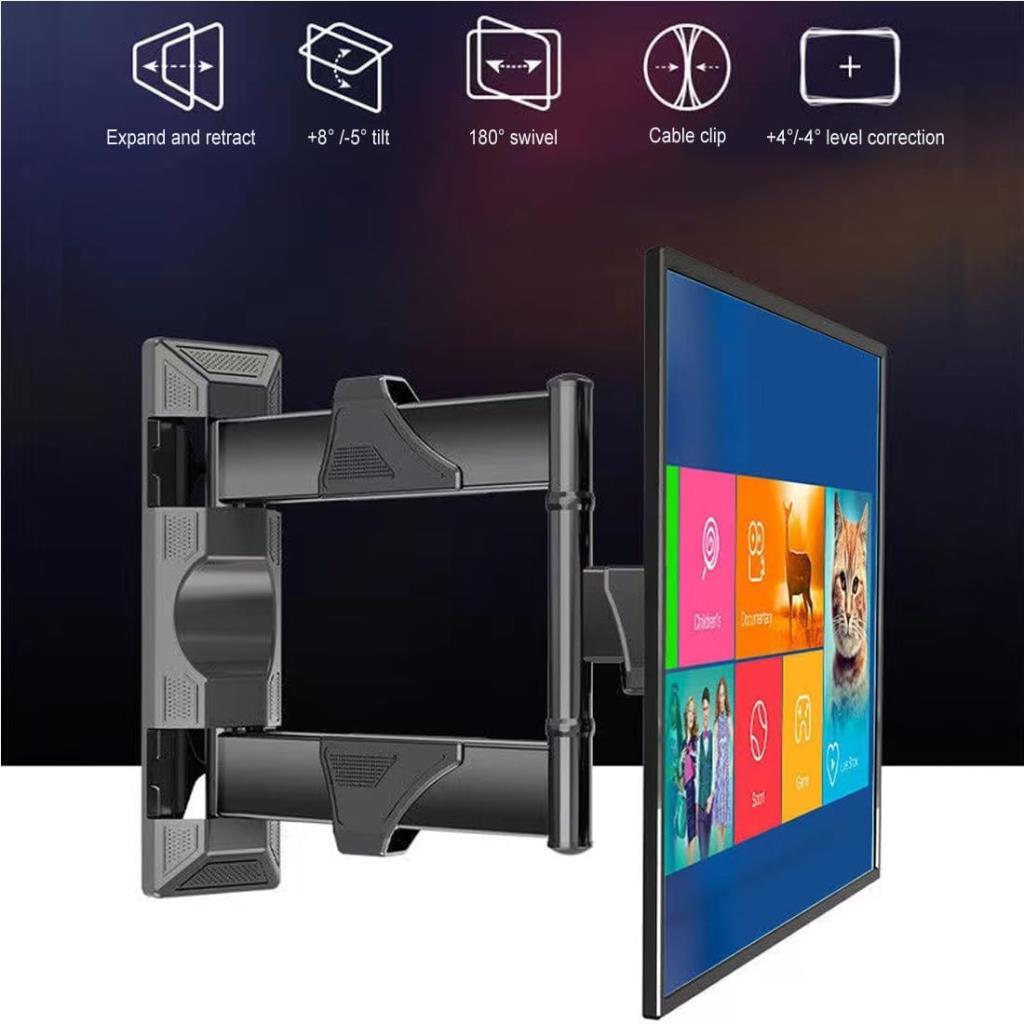 NorthBayou P4 - LCD LED TV duvar askısı, 32 inç - 55 inç televizyon maks. VESA 400 eğilebilir, 31,8 kg'a kadar döndürülebilir, ISO TUV GS - Outlet