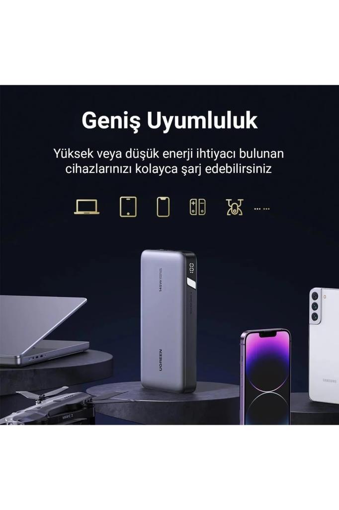 Ugreen PD QC Led Göstergeli Taşınabilir Hızlı Şarj 145W 25.000mAh Powerbank - Teşhir