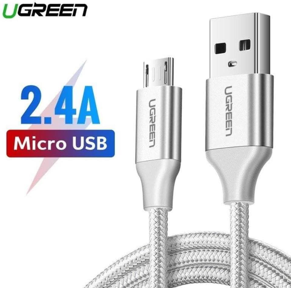 Ugreen Micro Usb Örgülü Data Ve Şarj Kablosu Beyaz 1 Metre - Outlet