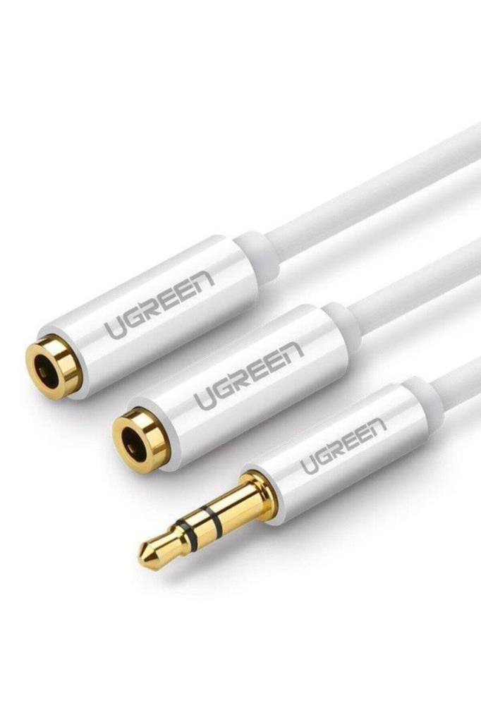 Ugreen 3.5mm Aux Stereo Kulaklık Çoklayıcı Kablo Beyaz - Outlet