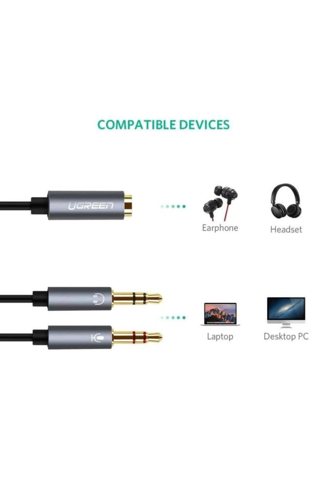 Ugreen 3.5mm Kulaklık Ve Mikrofon Birleştirici Y Kablo Gümüş - Outlet