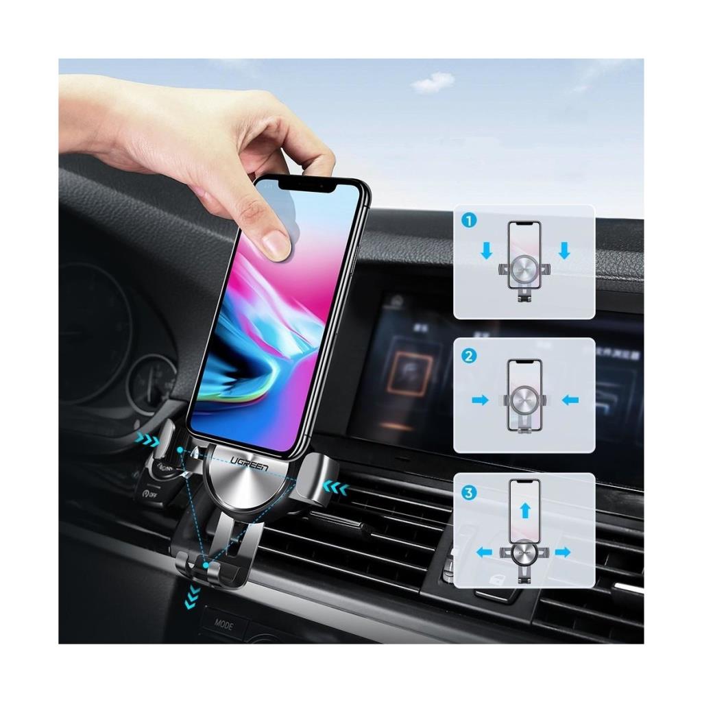 Ugreen 360 Derece Mekanik Araç İçi Telefon Tutucu Uzay Grisi