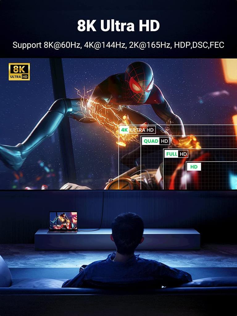 Ugreen 8k 60Hz Displayport To Displayport 1.4 Örgülü Kablo 1 Metre