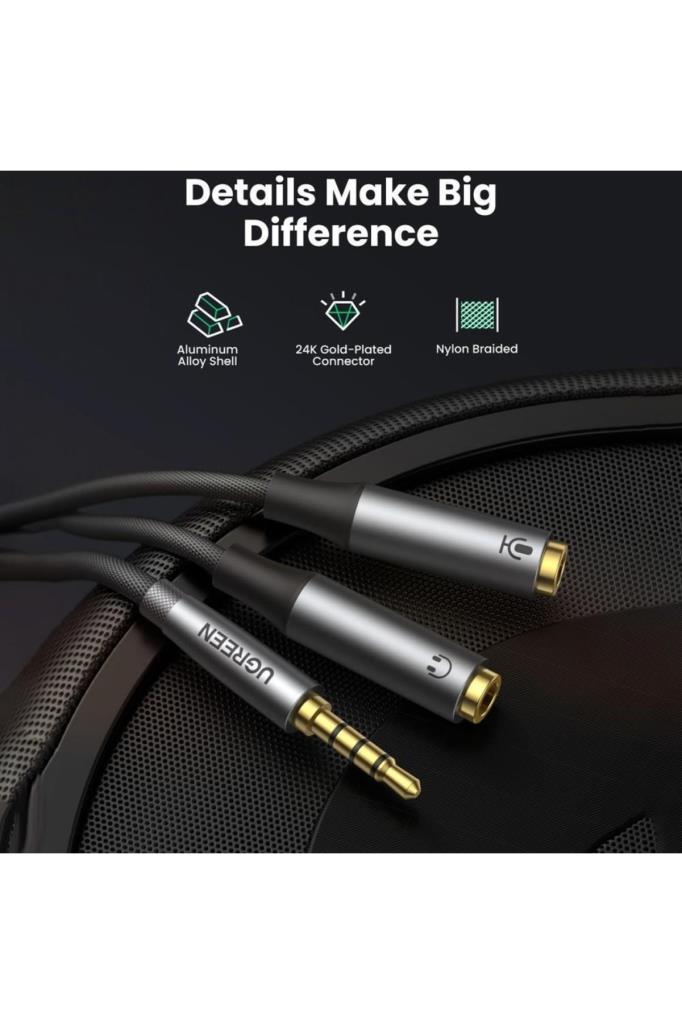 Ugreen Alüminyum Örgülü 3.5 mm Kulaklık Mikrofon