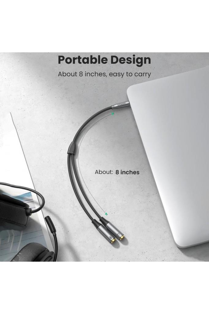 Ugreen Alüminyum Örgülü 3.5mm Kulaklık Mikrofon Ayırıcı Kablo - Outlet