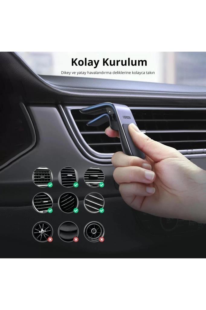 Ugreen Uzun Manyetik Araç İçi Telefon Tutucu, Siyah (80712B / LP292) - TEŞHİR