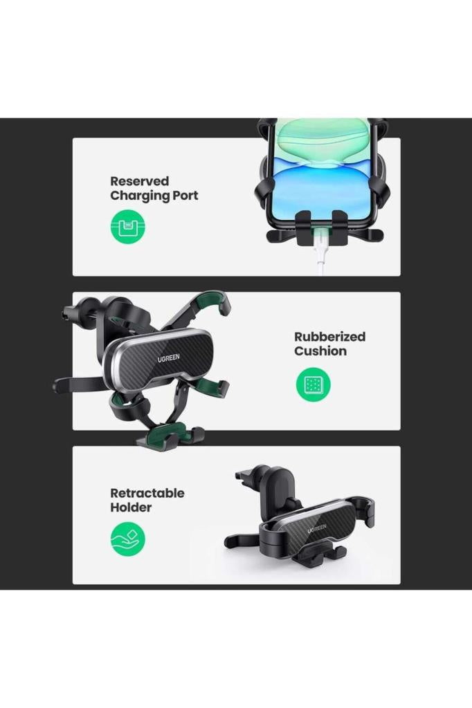 Ugreen araç cep telefonu tutucusu kancalı havalandırma araç tutucusu yerçekimi araç cep telefonu tutucusu
