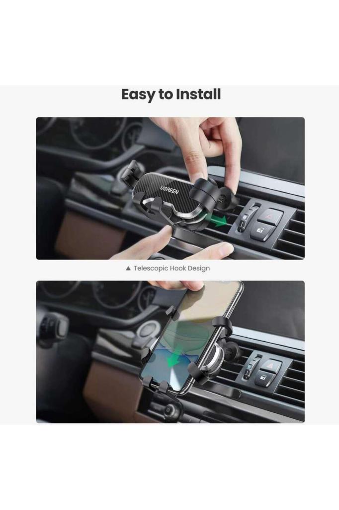 Ugreen araç cep telefonu tutucusu kancalı havalandırma araç tutucusu yerçekimi araç cep telefonu tutucusu