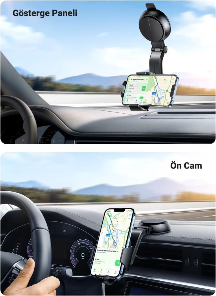 UGREEN Araç Telefonu Tutacağı Vantuz Pano Tutacağı iPhone 15 Pro Max Plus 14 13 Galaxy F34 S23 Ultra Huawei Mate 60 Pro Redmi K60 Ultra vesaire ile Uyumlu Teşhir