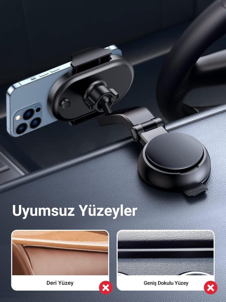 UGREEN Araç Telefonu Tutacağı Vantuz Pano Tutacağı iPhone 15 Pro Max Plus 14 13 Galaxy F34 S23 Ultra Huawei Mate 60 Pro Redmi K60 Ultra vesaire ile Uyumlu Teşhir
