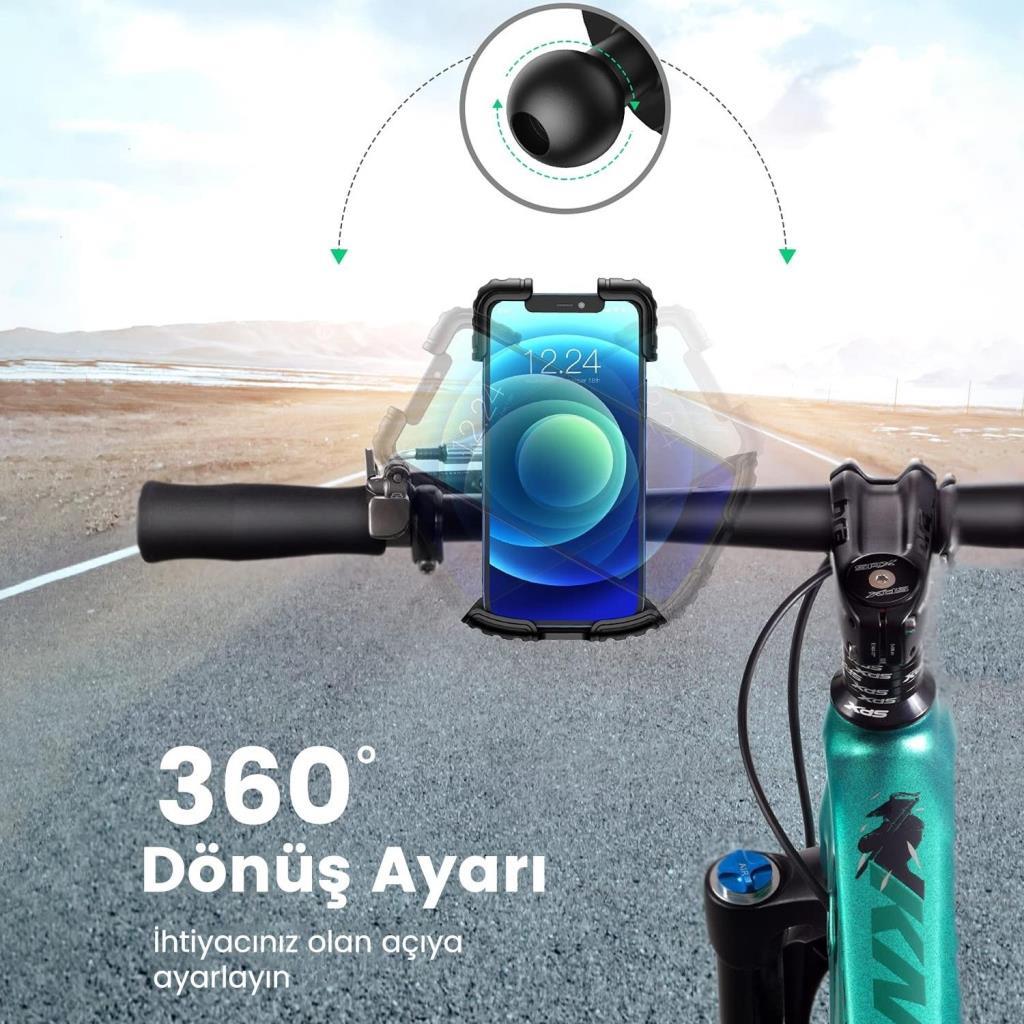 Ugreen Motosiklet ve Bisikletler için 360° Gidon Telefon Tutucu Outlet
