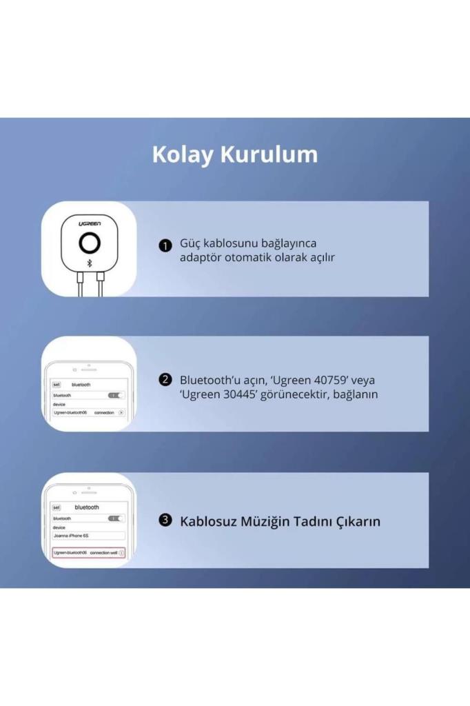 Ugreen Bluetooth 5.1 RCA Aux Ses Adaptörü, Siyah outlet