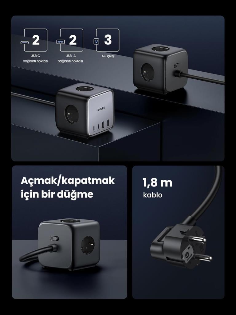 Ugreen Diginest Cube 65 W Hızlı Şarj Adaptörü Teşhir